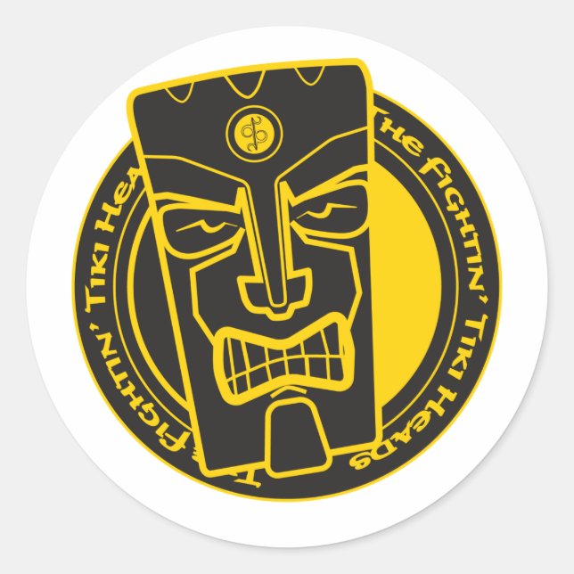 The Fightin' Tiki Heads B&Y Classic Round Sticker (Front)