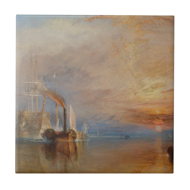 The Fighting Temeraire Turner Sunset Seascape Ceramic Tile (Front)