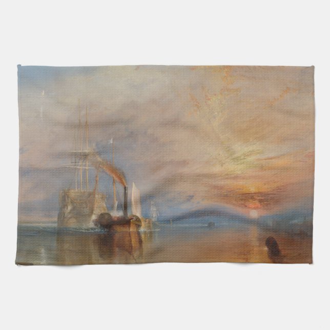 The Fighting Temeraire Turner Sunset Seascape Kitchen Towel (Horizontal)