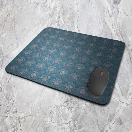 The Filter Floral Air Force Blue Manipur Mandala Mouse Pad
