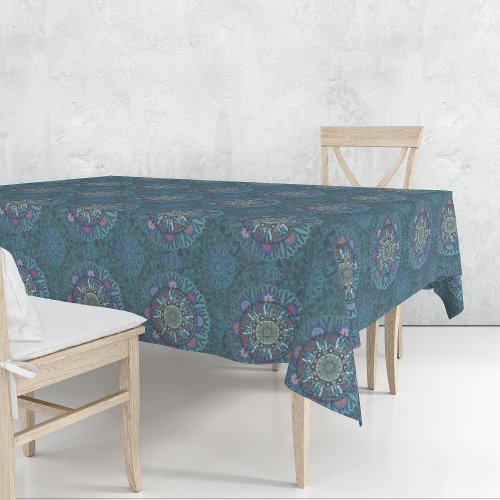 The Filter Floral Air Force Blue Manipur Mandala Tablecloth