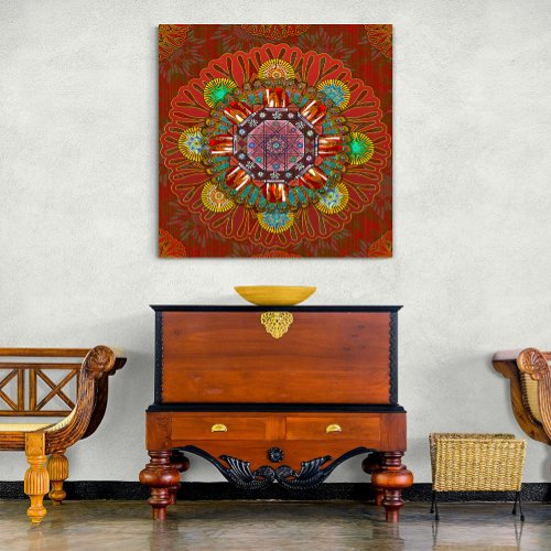 The Filter Floral Red of Squire Manipur Mandala Canvas Print