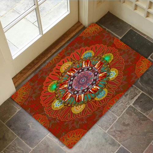 The Filter Floral Red of Squire Manipur Mandala Doormat
