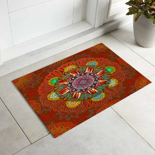 The Filter Floral Red of Squire Manipur Mandala Doormat