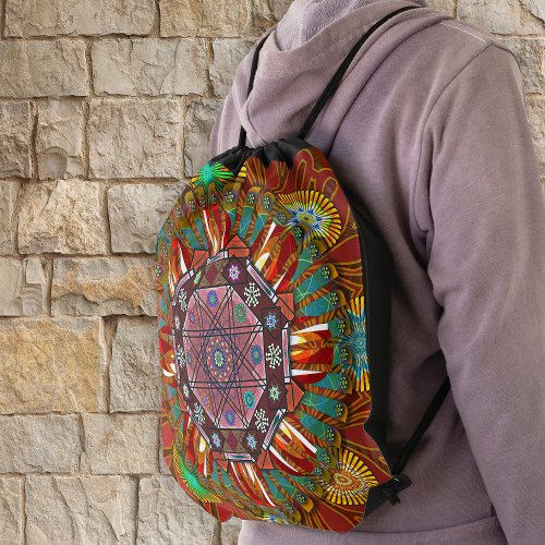 The Filter Floral Red of Squire Manipur Mandala Drawstring Bag