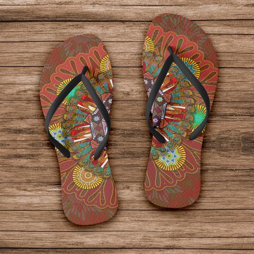 The Filter Floral Red of Squire Manipur Mandala Flip Flops