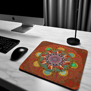 The Filter Floral Red of Squire Manipur Mandala Mouse Pad