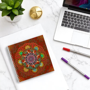 The Filter Floral Red of Squire Manipur Mandala Notebook
