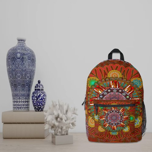 The Filter Floral Red of Squire Manipur Mandala Printed Backpack