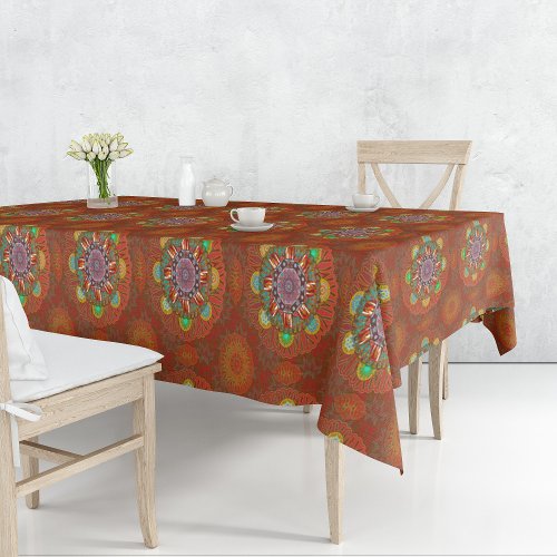 The Filter Floral Red of Squire Manipur Mandala Tablecloth