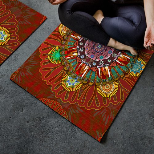 The Filter Floral Red of Squire Manipur Mandala  Yoga Mat