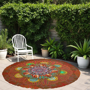 The Filter Floral Red round Beach Towel