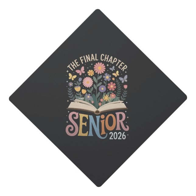 The Final Chapter Senior 2026 Graduation Blossom Cap Topper (Front)