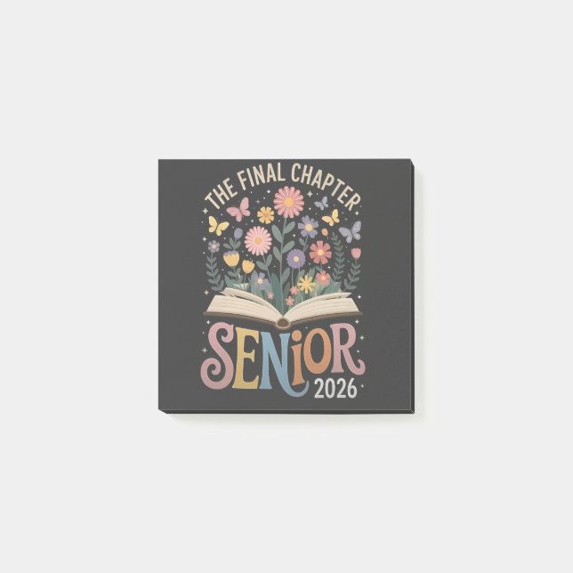 The Final Chapter Senior 2026 Graduation Blossom Post-it Notes (Front)