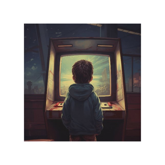 The Final Level | A Retro Arcade Dream Wood Wall Art (Front)