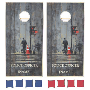 The Final Patrol Urban Stencil Police Retirement Cornhole Set