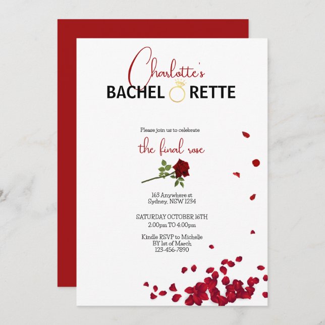 The Final Rose Bachelorette invitation (Front/Back)