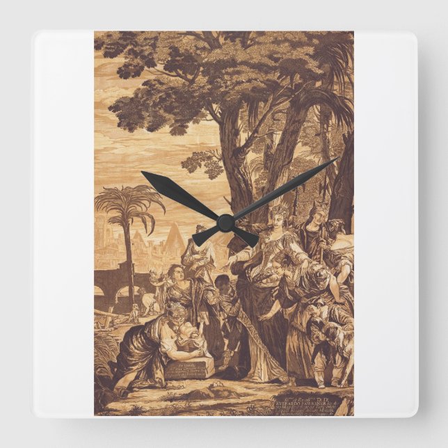 The Finding of Moses from Book of Exodus Square Wall Clock (Front)