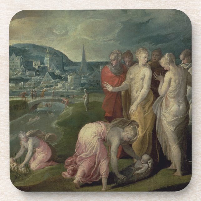 The Finding of Moses (oil on canvas) Beverage Coaster (Front)