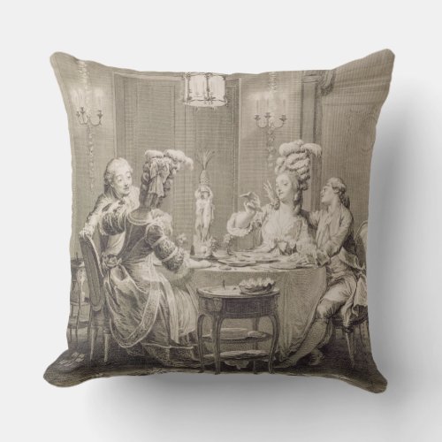 The Fine Supper 1781 engraved by IS Helman 17 Throw Pillow