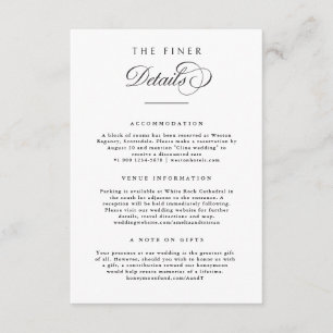 The Finer Details Wedding Info Enclosure Card