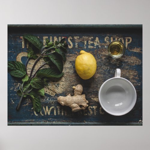 The Finest Tea Shop Lemon Honey Ginger Mint Poster