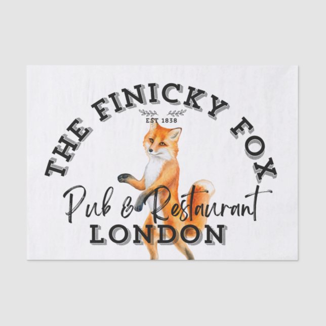 The Finicky Fox - British Pub Sign Tissue Paper (Front)