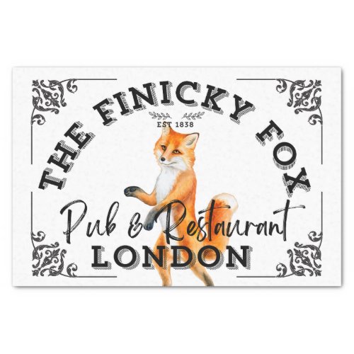 The Finicky Fox _ British Pub Sign Tissue Paper