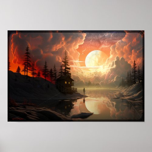 The Fire and the Tree AI Nature Dreamscape Poster