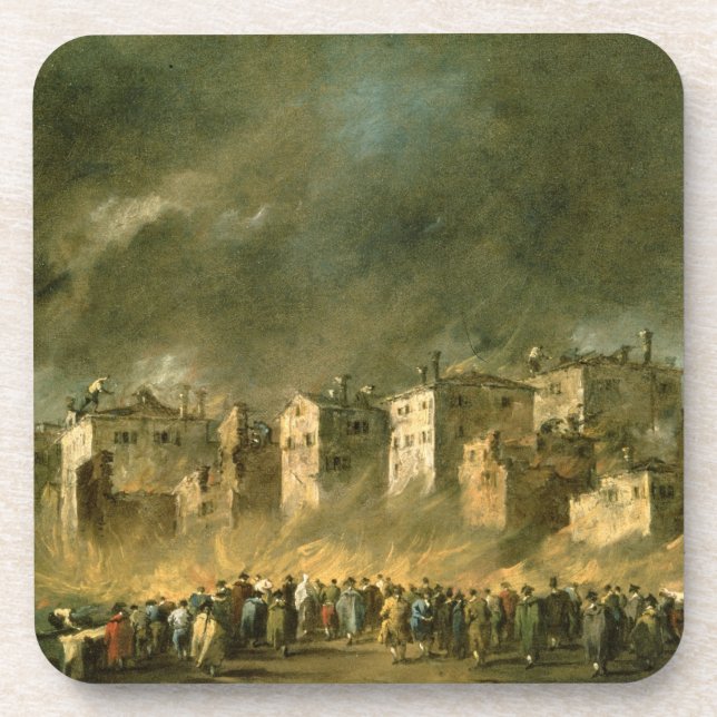 The Fire at San Marcuola (oil on canvas) Drink Coaster (Front)