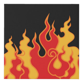 The fire. Flame tongues on a black background. Vin Faux Canvas Print