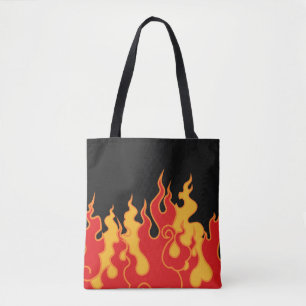 The fire. Flame tongues on a black background. Vin Tote Bag
