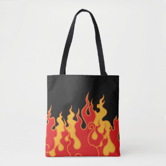 The fire. Flame tongues on a black background. Vin Tote Bag