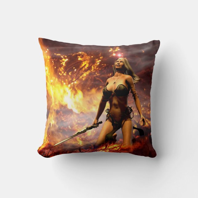 the fire goddess throw pillow (Front)