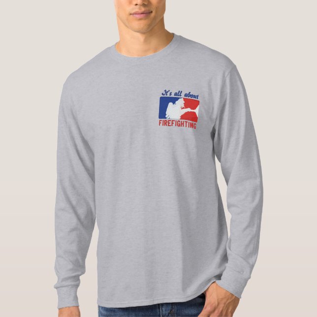 The Firefighter Custom Embroidery Embroidered Long Sleeve T-Shirt (Front)