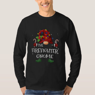 The Firefighter Gnome Buffalo Plaid Christmas T-Shirt