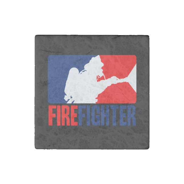 The Firefighter Graphic League Style Stone Magnet (Front)