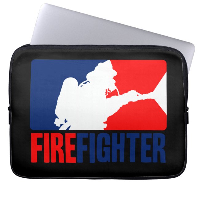 The Firefighter Vibrant Red and Blue Laptop Sleeve (Front)
