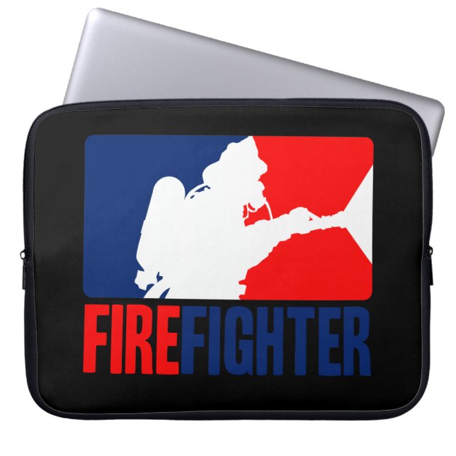 The Firefighter Vibrant Red and Blue Laptop Sleeve (Front)