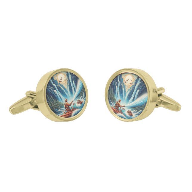 The firefighters loaded onto their boat cufflinks (Angled)