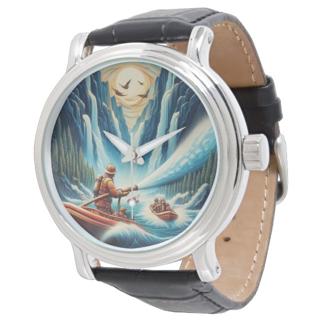 The firefighters loaded onto their boat watch (Angled)