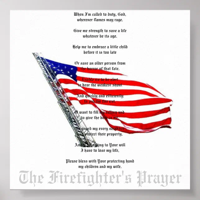 The Firefighter's Prayer Poster | Zazzle