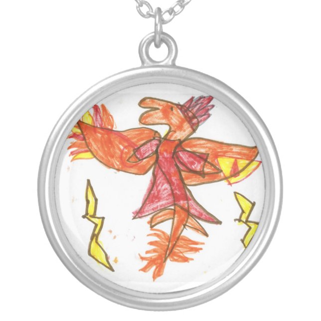 The Firey Draggy Necklase Silver Plated Necklace (Front)