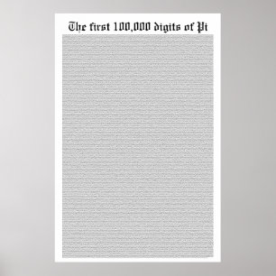 The first 100,000 digits of Pi Poster