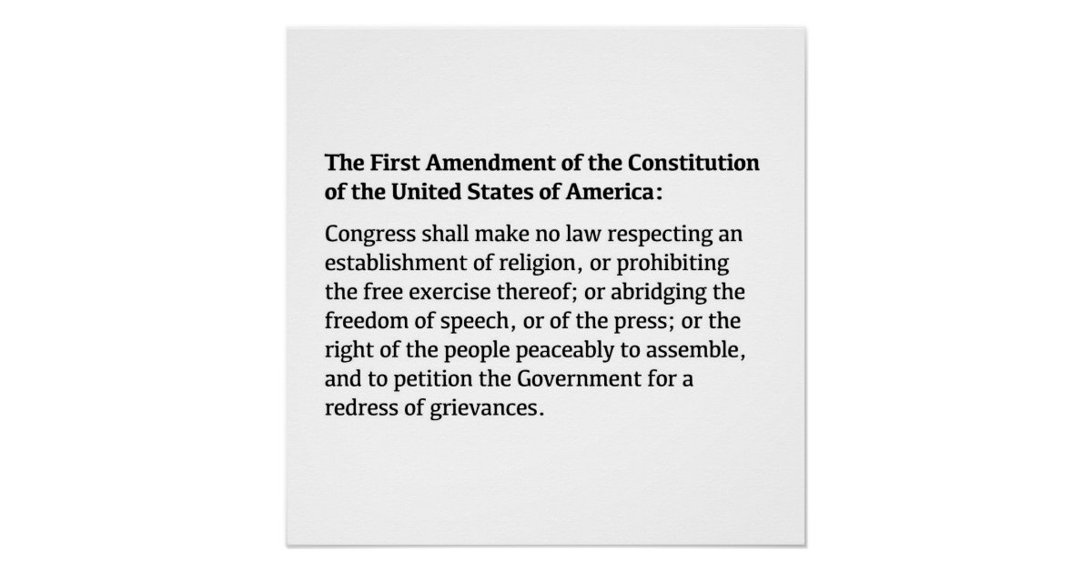 The First Amendment of the Constitution Poster | Zazzle