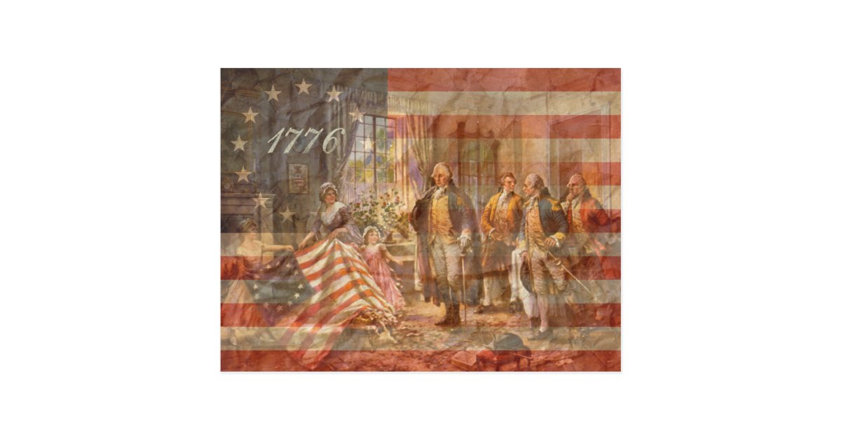 The First American Flag Postcard | Zazzle.com