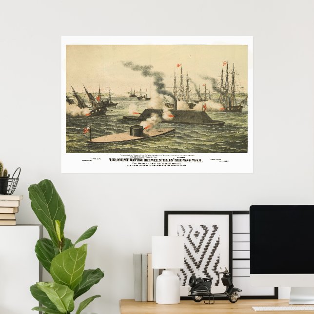 The First Battle Between Iron Ships of War 1862  Poster (Home Office)