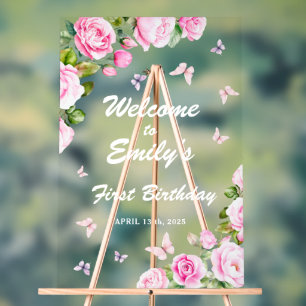 The First Birthday Acrylic Welcome Sign