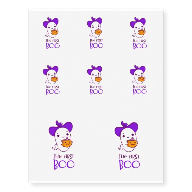 The First Boo of Halloween Temporary Tattoos (Front)