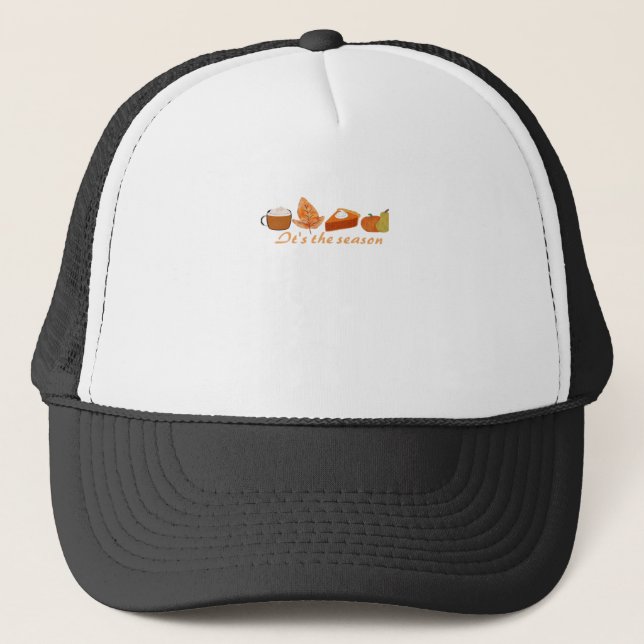 The First Day Of Fall Hello Fall Trucker Hat (Front)